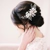 Accer Wedding Hair Comb Silver Rhinestone Pearl Flower Bride Hair Accessories Sparkly Crystal Leaf Headpieces Clips for Women and Girls (rose gold)