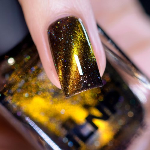 ILNP Jackpot - Black-Based Gold Magnetic Holographic Nail Polish