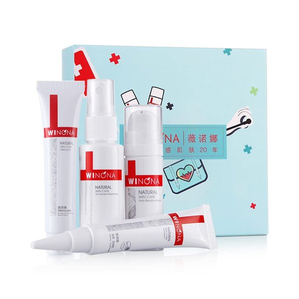 WINONA Natural Skin Care Sets with Face Cleanser,Face Toner,Moisturizer Face Cream and Facial Suncreen,Hydrating Soothing Moisturizing for Sensitive Dry Skin