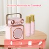 Qoosea Mini Karaoke Machine with 2 Wireless Microphones Portable Bluetooth Microphone with Speaker for Kids and Adults 5W Output Speaker with Light Birthday Gifts for Girls Ages 4~12+ Years Old (Pink)