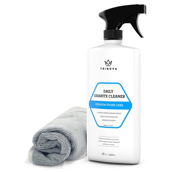 TriNova Granite Cleaner and Polish for Daily Use - Enhances Shine and goes on Streakless - for Countertops, Marble, Stone, Bathroom Tile Kitchen, Islands and More
