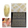 Warm Girl 432pcs 3D Flower Nail Art Stickers DIY Nail Decoration Tools 4 Sheets (Glod Sliver Black White)