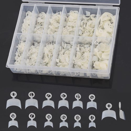600Pcs Short Square Nails Tips Half Cover Acrylic False Nails with Box, 12 Sizes (Natural)