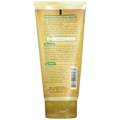 OKAY PURE NATURALS BROWN SUGAR and CINNAMON FACIAL SCRUB 6oz / 170gr