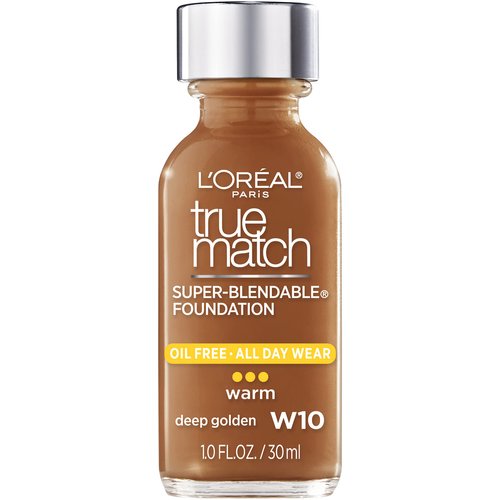 L'Oreal Paris Makeup True Match Super-Blendable Liquid Foundation, Deep Golden W10, 1 Fl Oz,1 Count