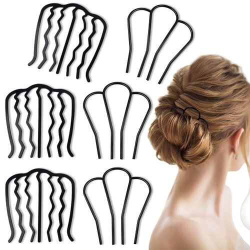 6 Pieces Hair Side Comb Metal Hair Comb Clips French Twist Comb for Updo Bun Vintage Hair, Black Hair Pins Hair Comb Hair Accessories for Women and Girls