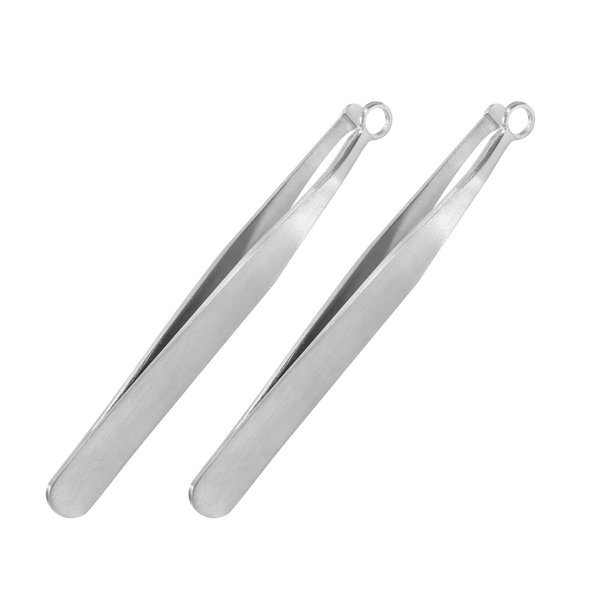 2 Pcs Universal Nose Hair Trimming Tweezers, Stainless Steel Nasal Clippers with Friendly Round Tip for Men & Women for Noses Hair, Brow, Sideburns & Body (Silver)