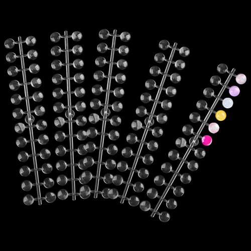 heemeei 240 Pcs Round False Nail Display Tips, Clear Nail Art Color Display Chart Nail Swatch Sticks with Adhesive Sticker for Training Practicing Color Displaying…