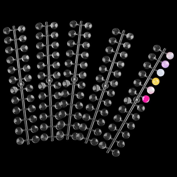 heemeei 240 Pcs Round False Nail Display Tips, Clear Nail Art Color Display Chart Nail Swatch Sticks with Adhesive Sticker for Training Practicing Color Displaying…