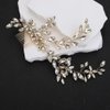 Teyglen Gold Crystal Wedding Headpiece Flower Rhinestone Bridal Hair Comb Headband Hair Accessories for Bride Handmade Crystal Hair Piece Bridal Side Comb for Women Girls (Gold)
