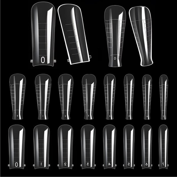 Makartt Nail Dual Forms for Poly Nail Gel, 72PCS, Square Coffin Shape, Clear Molds, Full Cover Acrylic Nail Forms, Salon Home DIY Nail Art Supplies