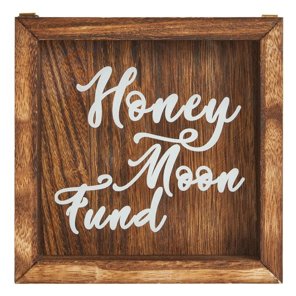 Juvale Wood Honeymoon Fund Box for Wedding Gifts, Shadow Piggy Bank, Rustic Home Decor Supplies (7 x 7 in)