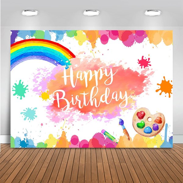 Mocsicka Painting Party Birthday Backdrop Art Paint Let's Paint Dress for a Mess Birthday Party Decorations Dress for a Mess Splatter Background Paint Party Cake Table Banner (7x5ft (82x60 inch))