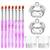 DKAF 11Pcs Nail Art Tools, 4 Nail Art Acrylic Glass Bowl Dappen Dishes Cup and 7 Acrylic Nail Brush, Crystal Cup UV Gel DIY Brush Set for Acrylic Liquid Powder Styling Tool