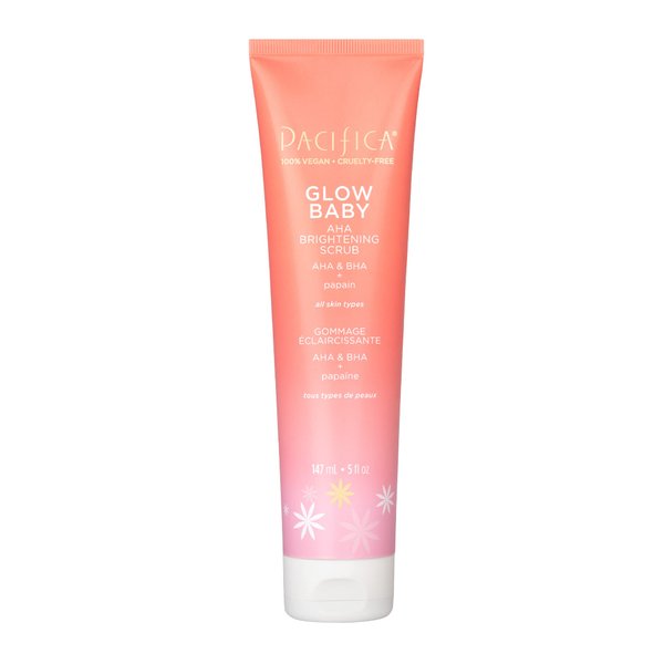 Pacifica Beauty Glow Baby AHA Brightening Body Scrub, Vitamin C, Kakadu Plum, Pineapple, Papaya, Moisturizing, Exfoliating, Nourishing, Glowing Skin, Body Care, Vegan, 5 fl oz (1 Count)