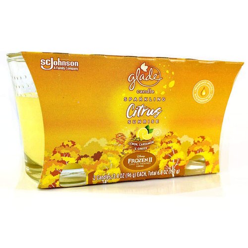 Glade 2 Candles Sparkling Citrus Sunrise Air Freshener Infused with Essential Oils, 6.8 Ounce
