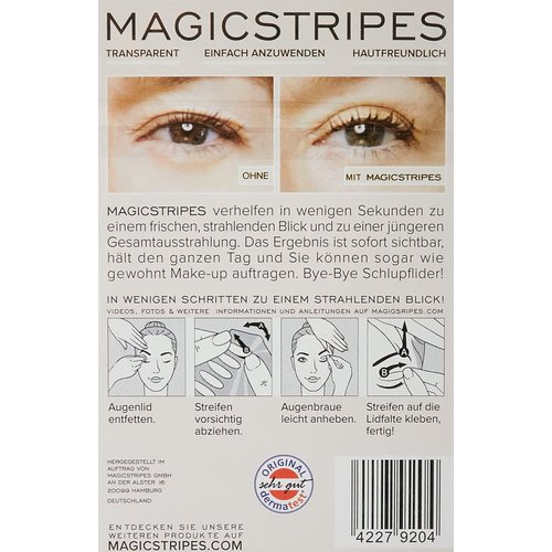 MAGICSTRIPES Eyelid Tape Lift – Medium – 64 Eyelid Lifter Strips – Instant Lifting Effect – Ideal for Droopy Eyelids, Sagging Eyes