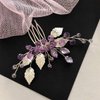 Kercisbeauty Something Purple Crystal Silver Hair Comb for Wedding Brides Handmade Boho Leaf Hair Accessories for Dancing Prom (Purple)