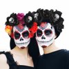 Day of The Dead Headband Halloween Adjustable Flower Garland Headband Flower Crown Hair Wreath Party Decoration Adjustable Bridal Flower Garland Headband Flower Crown Hair Wreath (Death Black)
