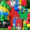 Black Red Yellow Green Balloon Garland Arch Kit, Colorful with Black Red Blue Yellow Green Metallic Silver Balloons Supplies for Birthday, Carnival, Superhero, Robot Blocks, Video Game Themed Party