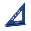 DFM Small Carpenters Square Work Tools w/Fixed Miter Angle Pin - Precision Woodworking Speed Square - 3.5" x 3.75" Size for Pocket 1/16" Scribe Holes 5 x 1/4" Pin Holes - Made in USA - English Blue