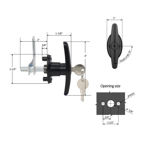QZATTCAEN Truck Cap Locking T-Handle, Matching Set T-Handles Lock, Truck Cap Topper Camper Shell Locking T-Handle, Keyed Alike Black T-Handle Lock kit (Left&Right)-Complete Set (2 Locks)