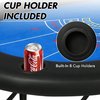 DC DICLASSE Foldable Poker Table, Card Table w/Cup Holder,Casino Leisure Table Texas Hold 'Em Poker Table for Blackjack Board Game,Blue Speed Felt,No Assembly Required(Baccarat)