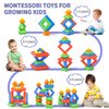 Blocks Building Toys for Toddlers 1-3 3-5, Montessori Pyramid Stacking Blocks Preschool Educational Toys for Ages 2 3 4 5 6 Boys & Girls Learning Stem Sensory Toys Kids Birthday, 45PCS
