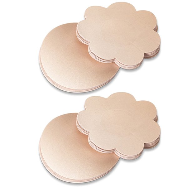 YISIBIA 80 Pieces Nipple Covers For Women Disposable Adhesive Natural & Invisible Satin Nipple Pasties Stickers Breast Petals (Nude)