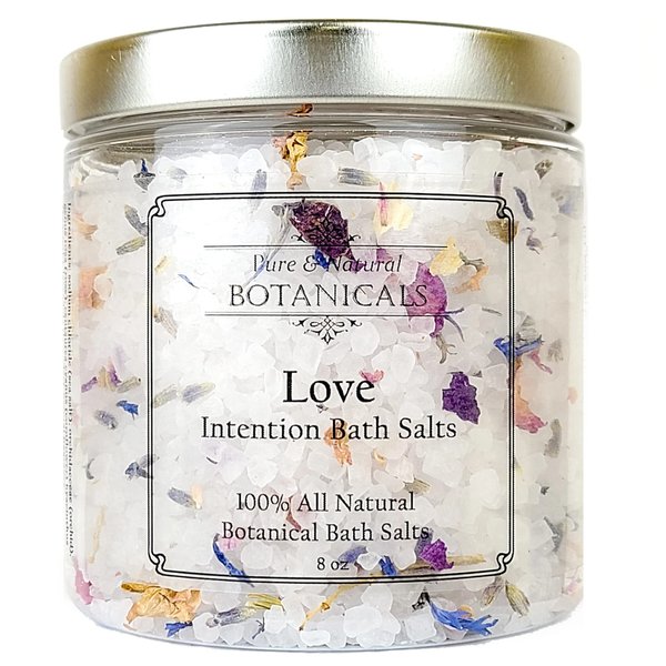 Love Intention Bath Salts |100% All Natural 8 oz | Hand Blended with Herbs & Essential Oils | Wiccan Pagan Magick