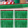 Crowye 10 Pcs St. Patrick's Day Parade Float Decoration Set Include 9.02 x 2.46 ft Foil Fringe Table Skirt 6.56 x 0.3 in Twisted St Patricks Day Garland Banner for Irish(Green with Red)
