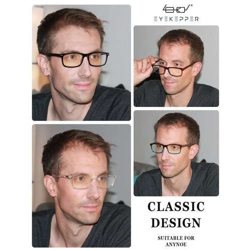 Eyekepper Computer Reading Glasses Blue Light Filter Reader Eyeglasses Blue Glare Blocking Men Women, Transparent