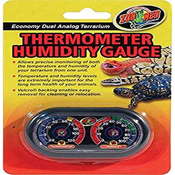 Zoo Med Economy Analog Dual Thermometer and Humidity Gauge, 6 x 4"
