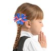 White Blue Red Hair Clips 4th of July Bows Clips Grosgrain Hair Barrettes Independence Day Headwear Girls Kids Boutique Hairpin Stars Hair Accessories Alligator Clips Supplies Party Decorations 4PCS