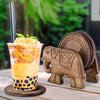 Divit Coasters Wooden for Drinks, Eco-Friendly, Absorbent, Antique Look Handcrafted Coasters (Elephant)