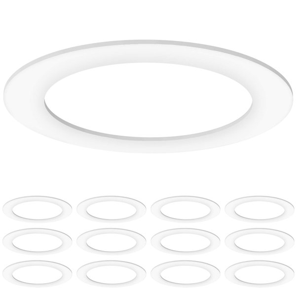 Sunco Lighting 12 Pack Goof Rings for Recessed Light Fixture Living Room Can Light Goof Trim Ring, Outer Diameter 8.6-inch, Inner Diameter 6.2-inch, Matte Finish, Flush Mount, 5-6 Inch, White