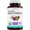 USDA Organic Milk Thistle Capsules - 80% Silymarin Supplement for Liver Support- Super Concentrated 300mg of 30:1 Milk Thistle Extract Equivalent to 9,000mg - Milk Thistle Liver Detox 60 Day Supply