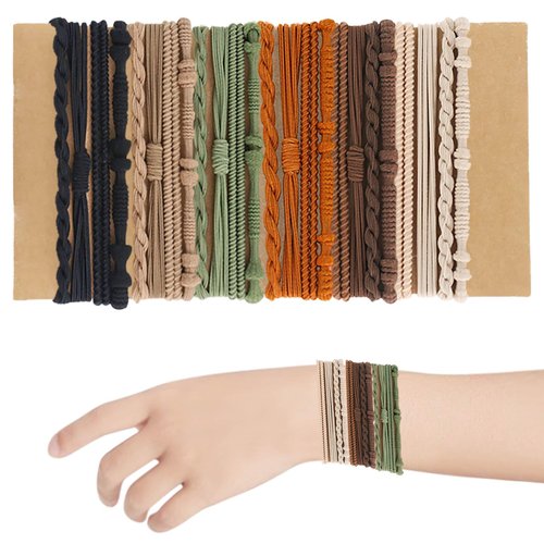 24PCS Boho Hair Ties,Cute Boho Hair Tie Bracelets for Women Girl Elastic Bracelets Hair Ties Hair Bands for Ponytails Prevents Hair Breakage for Thick Thin Long Curly Hair Accessories Ponytail Holders