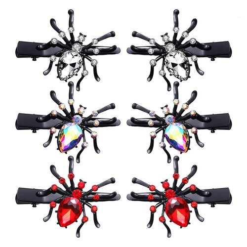 Halloween Spider Hair Clips Sparkle Crystal Spider Hairpins Rhinestone Long Alligator Clips for Women Girls Halloween Party Hair Accessory