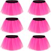 6 Pack Runner Tutu Skirts Women Tulle Skirt 3 Layered Elastic Puffy Tutus 80s Halloween Costume (6 Hot Pink (Waist 22"-38"))
