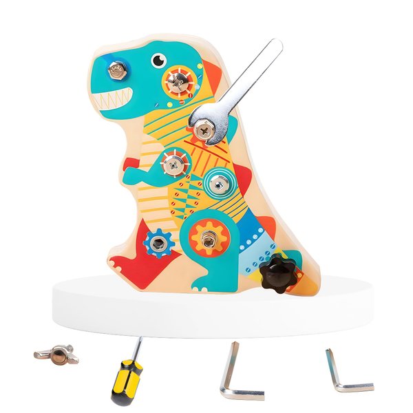Montessori Toys for 3 4 5 Year Olds-Montessori Screwdriver Board Set-Fun Dinosaur Nuts and Bolts for Toddler Tool Set,Fine Motor Skills Toys,Montessori Busy Board Sensory STEM Educational Toys