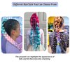 Newshair Colorful Ponytail Extension with Hair Tie, 26 inch Ombre Braid Ponytail Blend Hair Tinsel for Holiday Party Rainbow Festival(100g 1 Packs #Pink/Dark Purple/Blue)