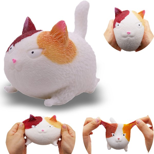 Squishy Fidget Sensory Stress Cat-Shaped Toys for Children Adults Teens Kids, Decompression Squeeze Relief Calming Toys for Kids and Adults,Anxiety Relief (White)