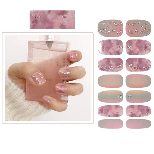 SIUSIO 112pcs 8 Sheets Full Nail Wraps Nail Polish Strips Stickers Gradient Glitter Stick on Gel Nail Polish Strips for Nail Art with 1PCS Crystal Glass Nail Files for Women Girls