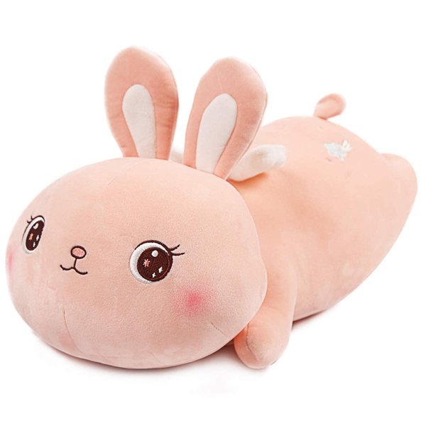 ARELUX Easter Bunny Plush Stuffed Animal Pillow 22in Super Soft Cartoon Hugging Pillow Pink Bunny Plush Toys,Cute Rabbit Doll Throw Pillow with Wings Easter Gift for Kids(Coral)