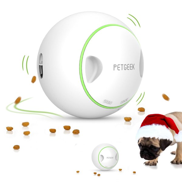 PETGEEK Automatic Treat Dispensing Dog Toys, Interactive Chase Dog Toys, Adjustable Dog Treat Puzzle Ball, Dog Enrichment Toys for Small and Medium Dogs