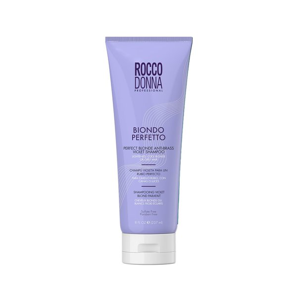 Rocco Donna Purple Shampoo for Blonde and Gray Hair | Neutralize Brassy Yellow Tones | Safe for Color-Treated Hair | 8 oz