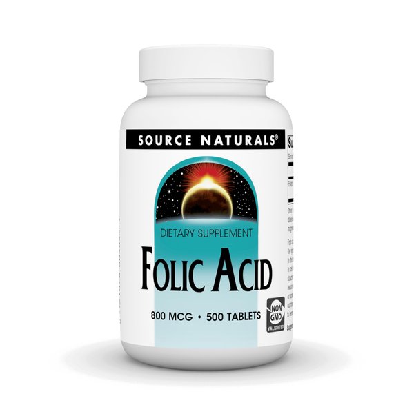 Source Naturals Folic Acid 800 mcg Dietary Supplement - 500 Tablets