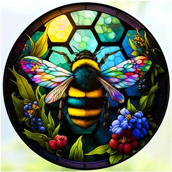CXYQLC DIY 5D Diamond Painting Kits for Adults Diamond Art Bee Stained Glass Diamond Painting Full Drill Crystal Rhinestone Embroidery Craft Kits for Home Wall Decor Gifts 11.8x11.8inch