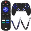2PCS Baby Teether Toys Silicone, Remote Control Shape Teething Toys and Game Controller Teether Toy with 2PCS Pacifier Clip, Silicone Baby Teething Toys for More Than 3 Months, BPA Free (Black)